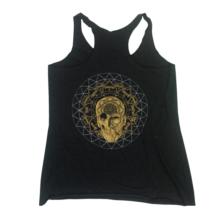 108 Skull Heather Black Womens Racerback Tank Top back