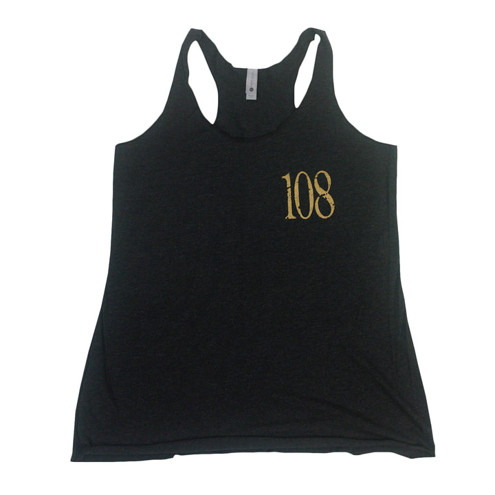 108 Skull Heather Black Womens Racerback Tank Top front