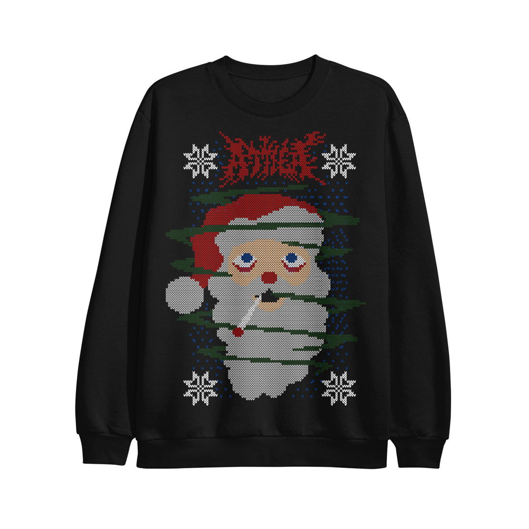 Santa Fade Black Crewneck Sweatshirt
