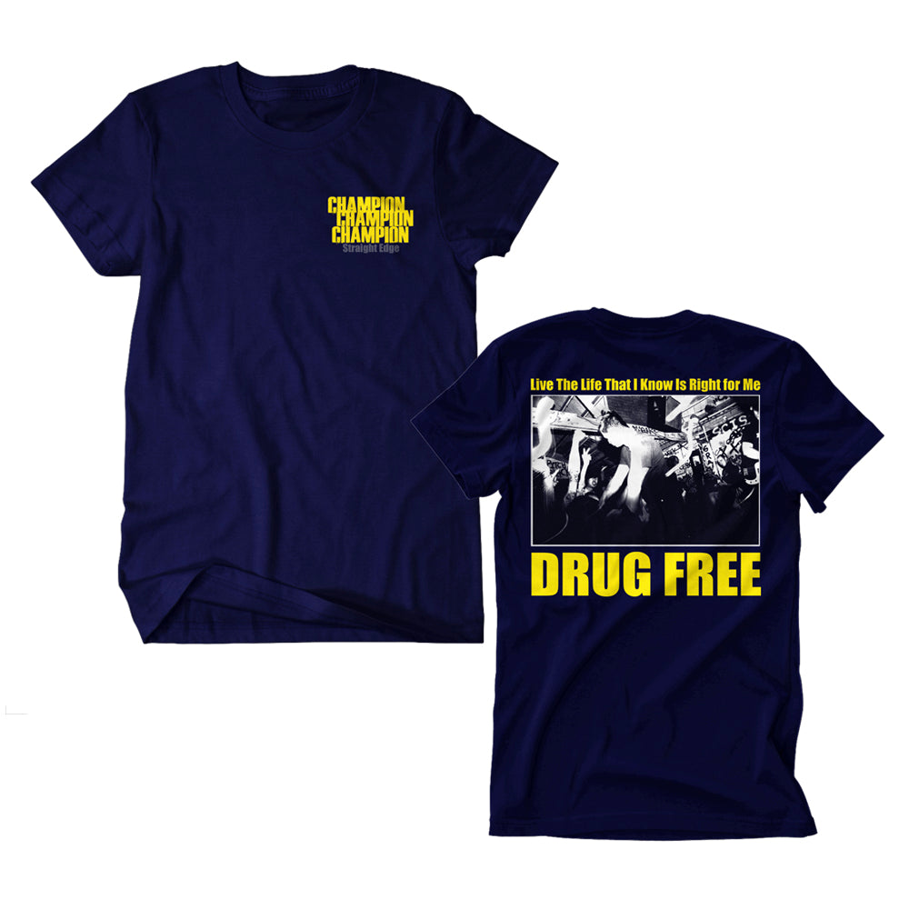 Drug Free Navy Tee