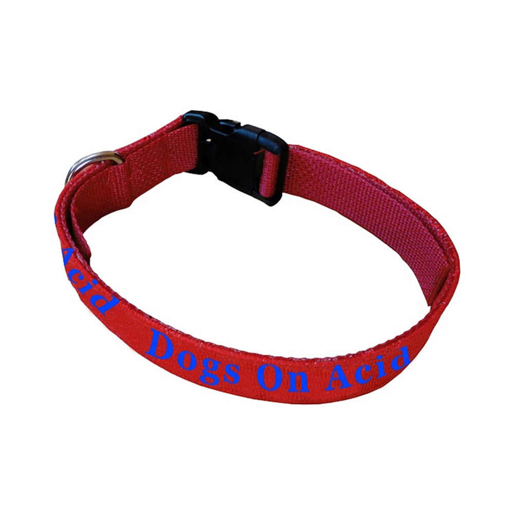 Red W/ Blue Stitch Dog Collar