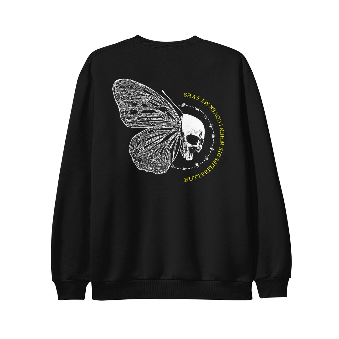Butterfly Black Crewneck Sweatshirt