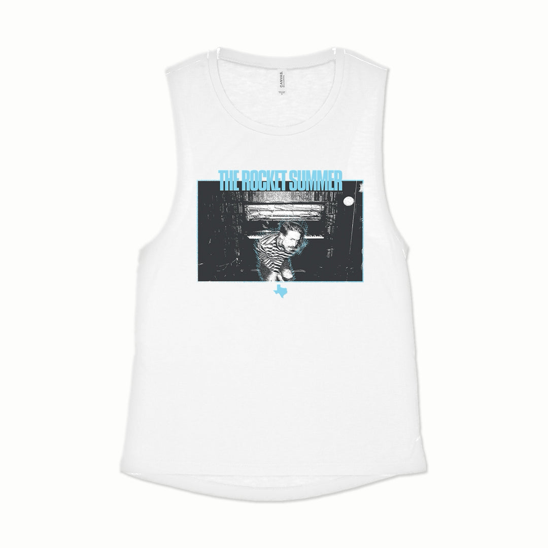 Piano White Scoop Muscle Tank Top