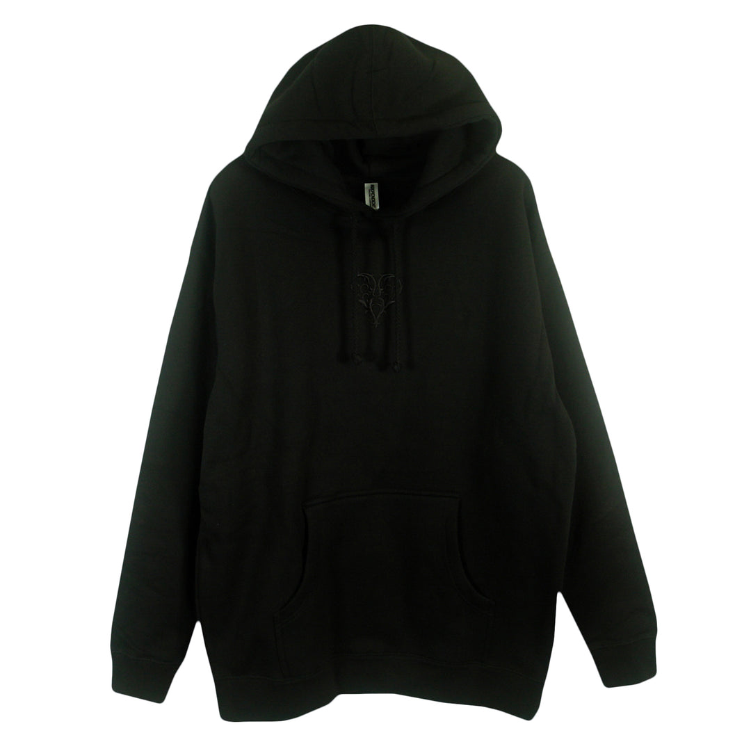 Black Heart Embroidered Black - Pullover Hoodie