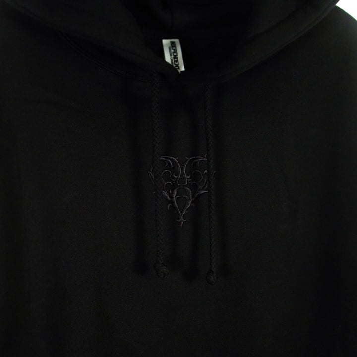 Black Heart Embroidered Black - Pullover Hoodie