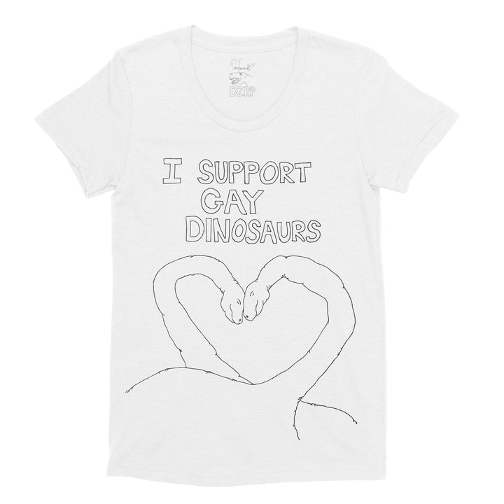 I Support Gay Dinosaurs White Tee