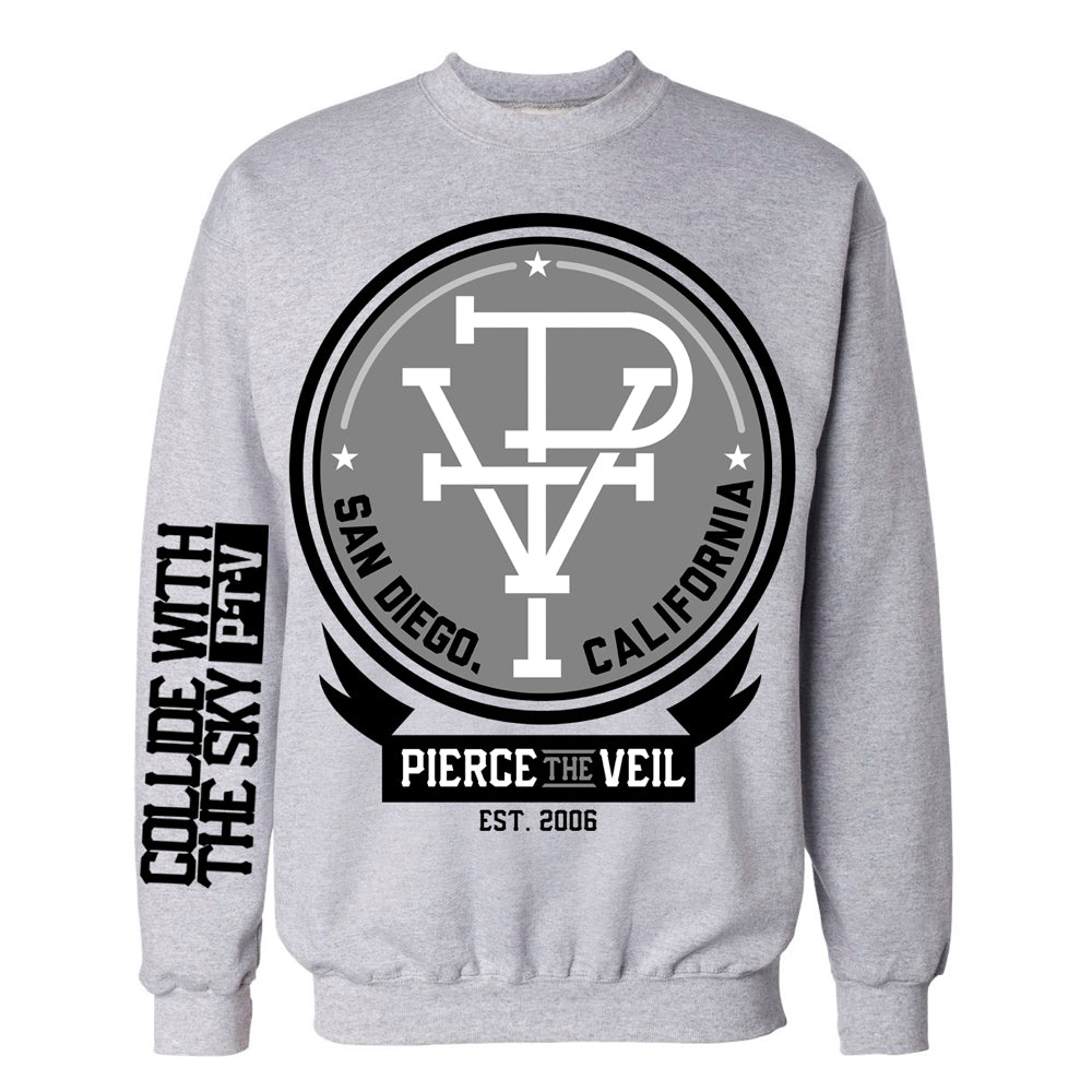 pierce the veil PTV - Heather Grey Crewneck Sweatshirt
