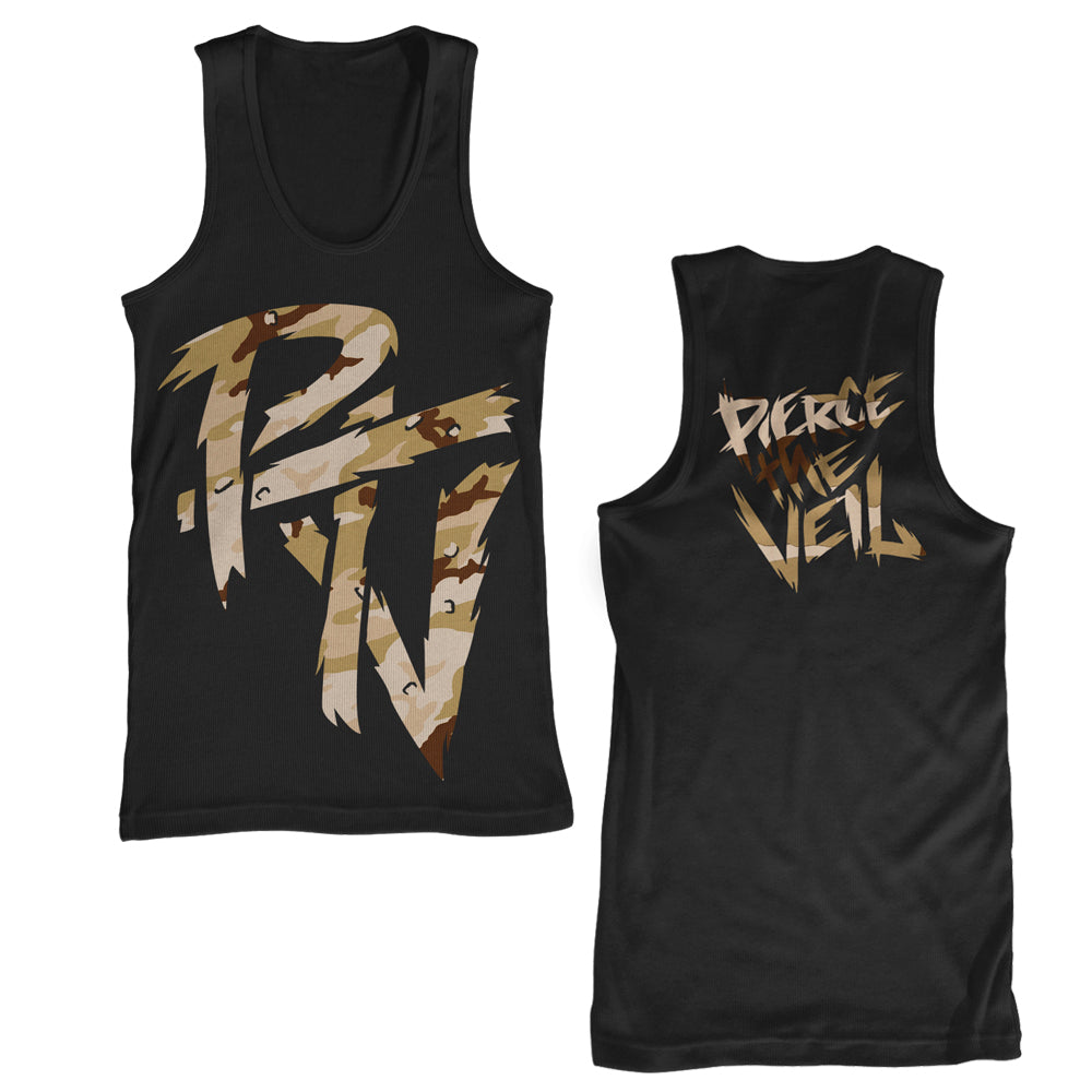 P T V Camo - Black Tank Top