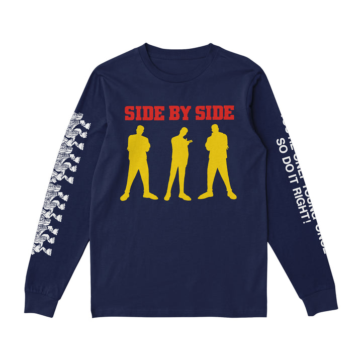 side by side You're Only Young Once - Navy Long Sleeve front 