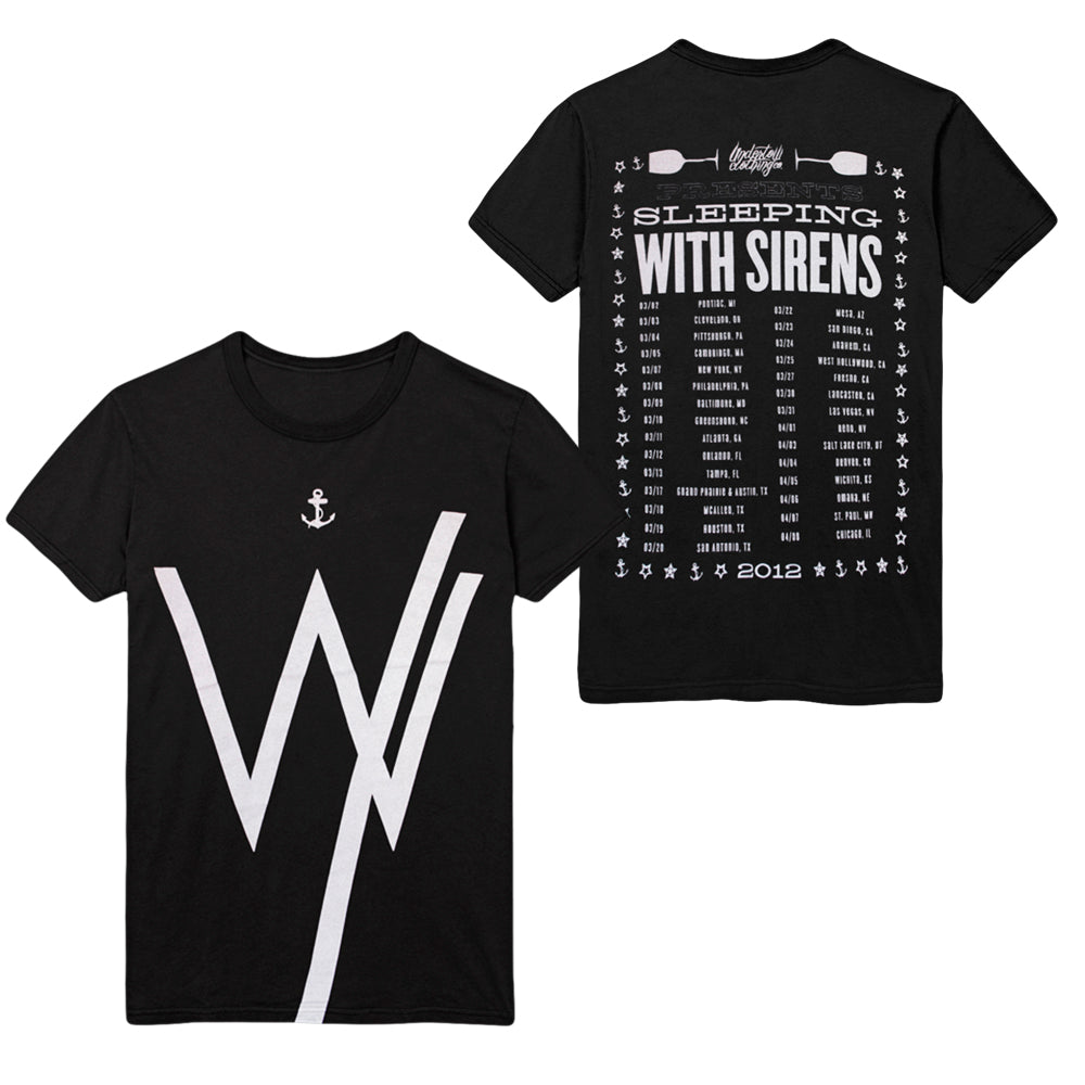 sleeping with sirens 2012 Tour - Black T-Shirt front and back