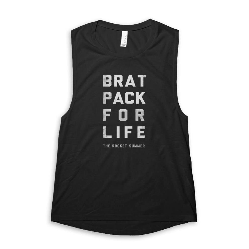the rocket summer Brat Pack For Life - Black Scoop Muscle Tee