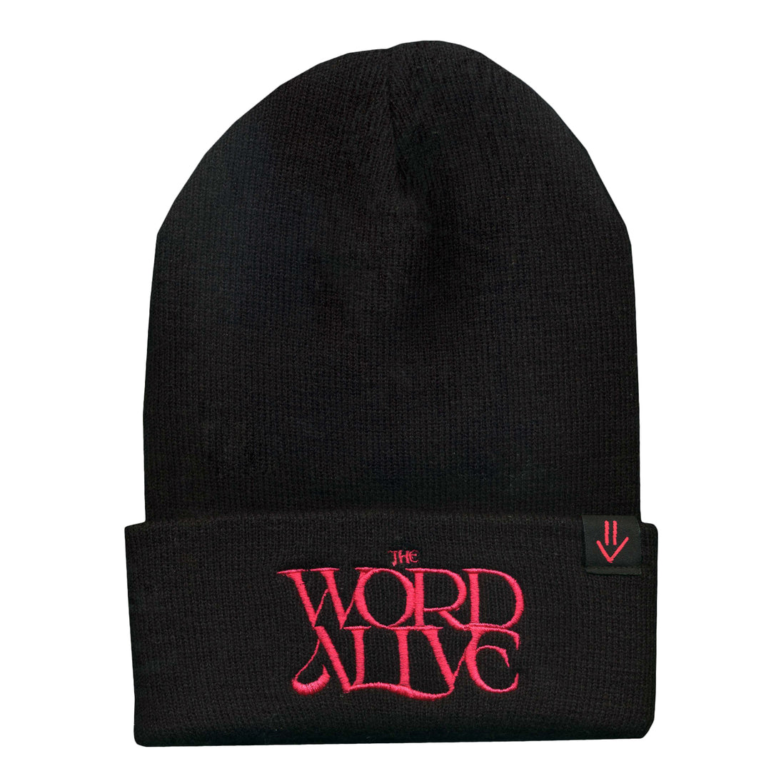 the word alive Monogram Tag - Black Winter Beanie