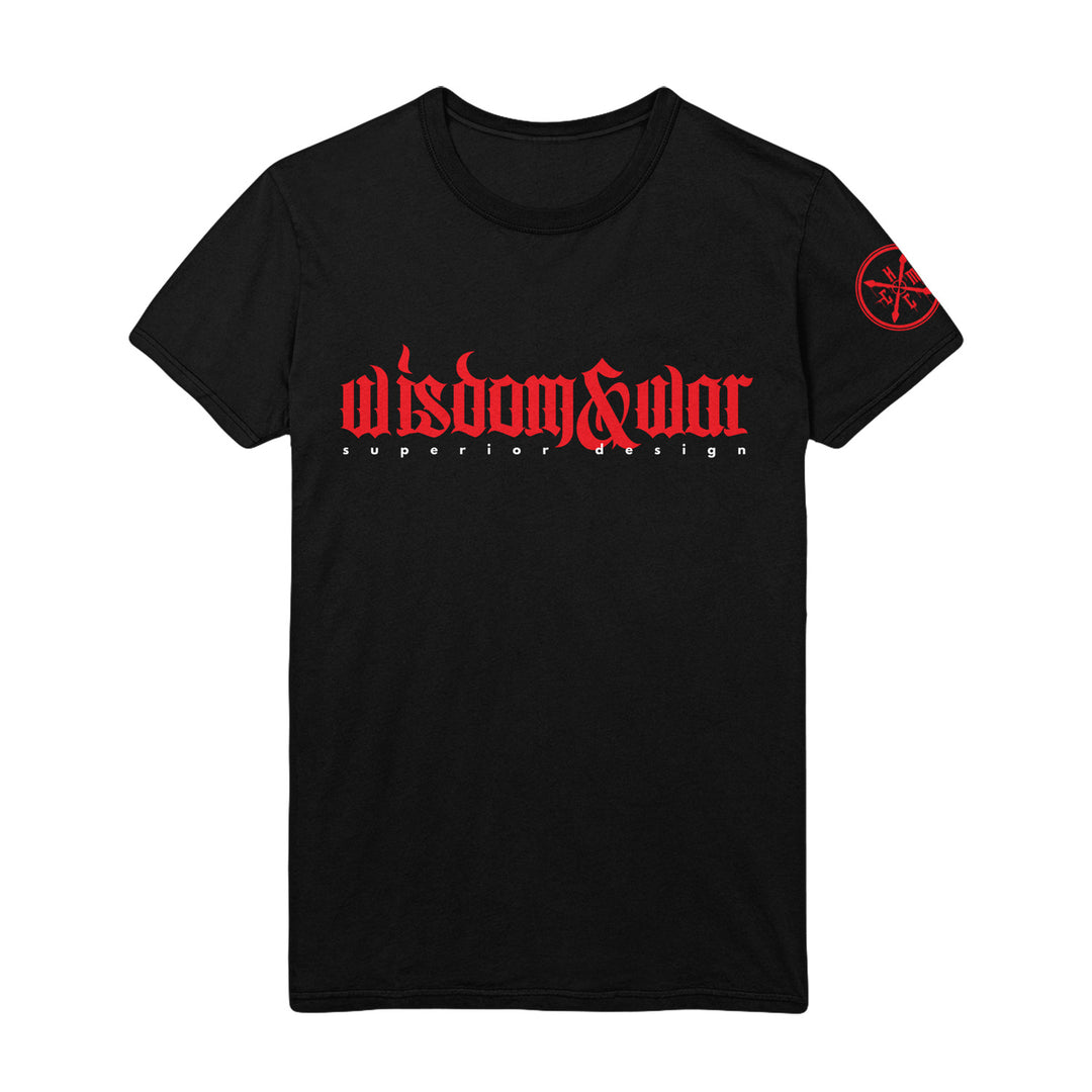 wisdom and war Superior Design - Black T-Shirt front 